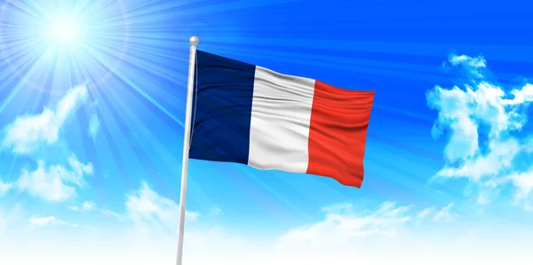 Francia Bandera cielo fondo — Vector de stock